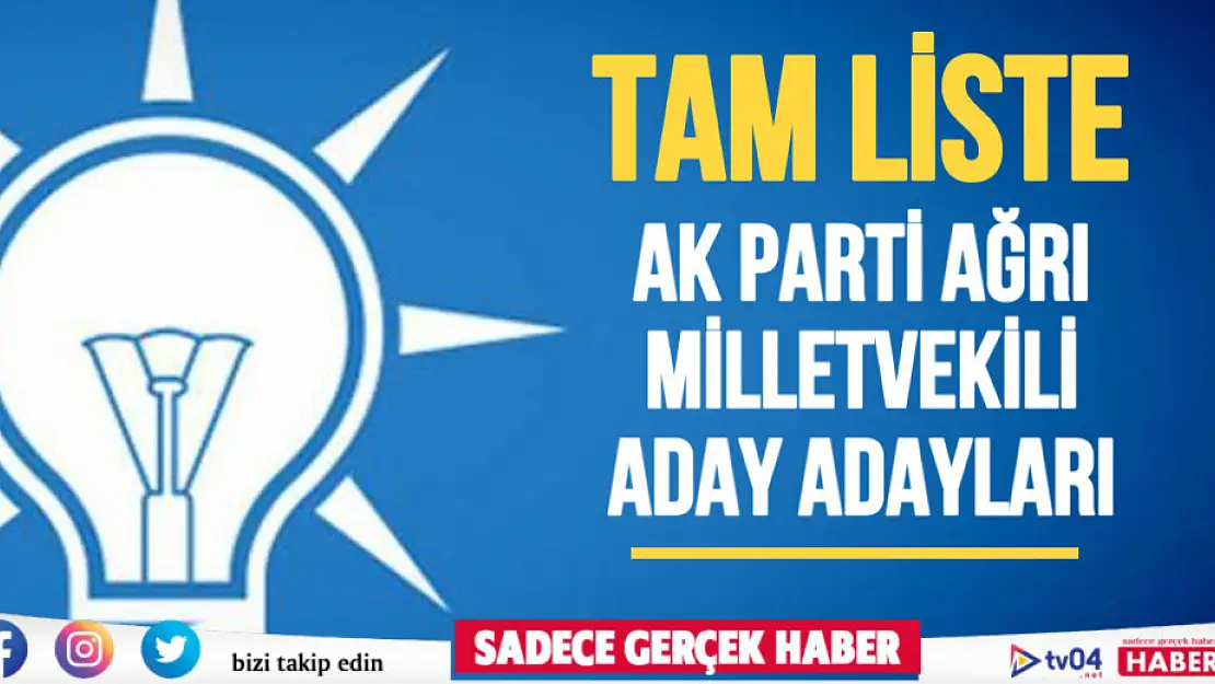 2023 seçimleri için AK Parti Ağrı Milletvekili aday adayı listesi belli oldu