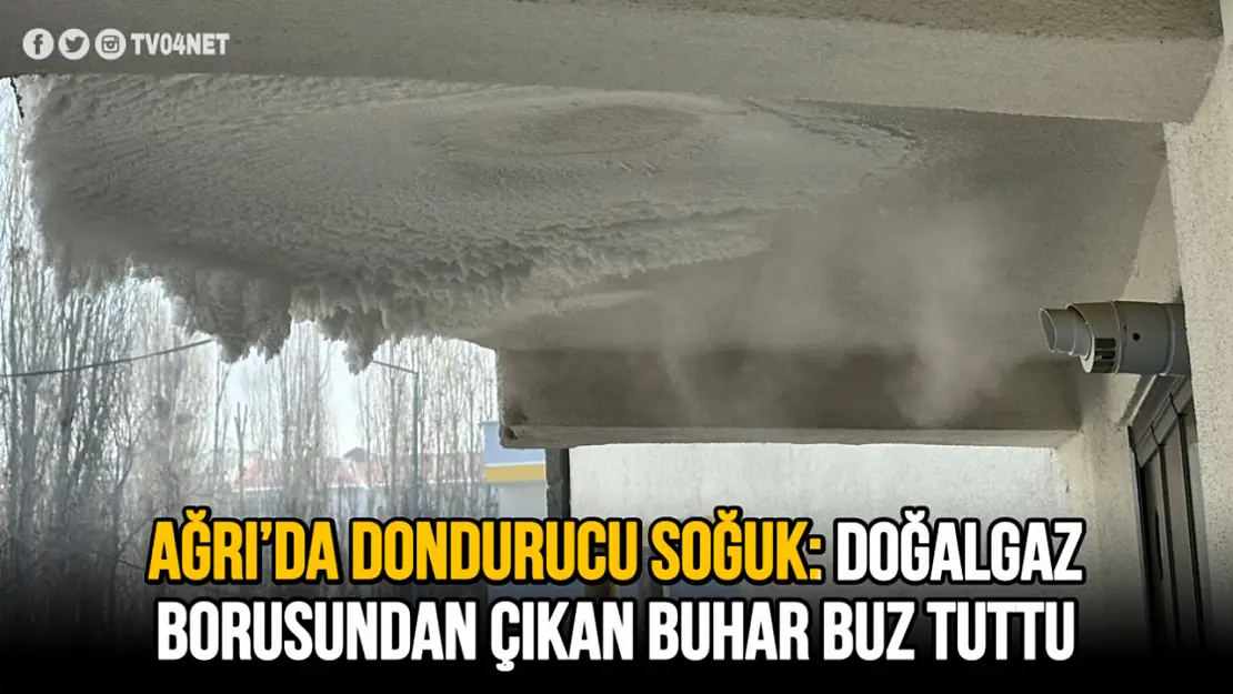 Ağrı'da Dondurucu Soğuklar: Doğalgaz Borusundan Çıkan Buhar Buz Tuttu