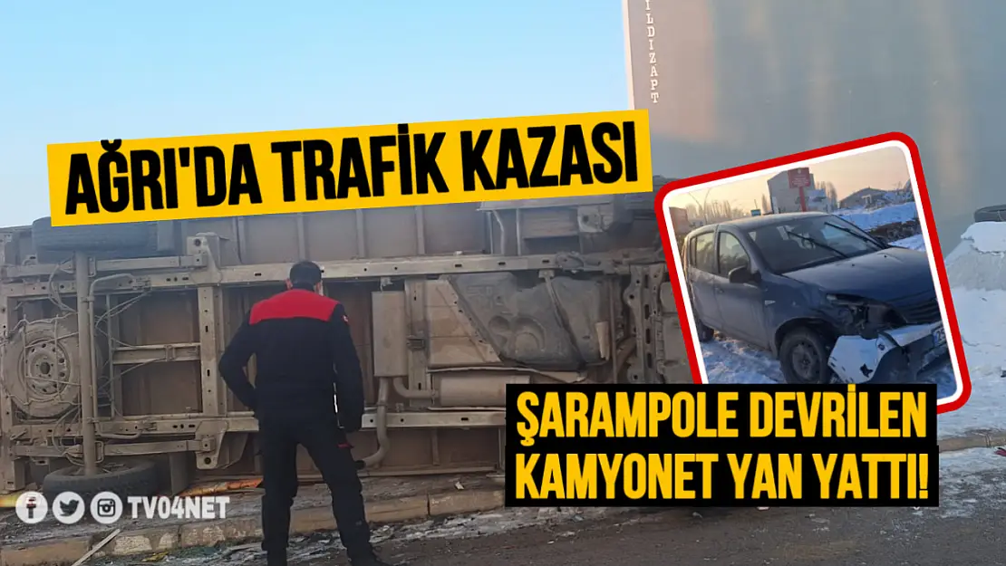 Ağrı'da Yoğun Buzlanma Kaza Getirdi: Kamyonet Şarampole Devrildi, 2 Yaralı