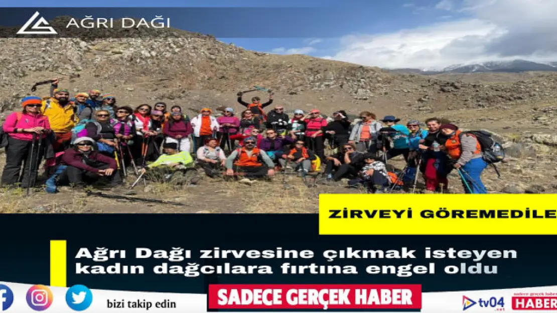 Ağrı Dağı zirvesine çıkmak isteyen kadın dağcılara fırtına engel oldu