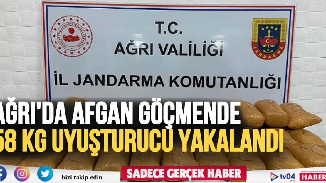 Ağrı'da Afgan göçmenlerin üzerinden 58,5 kilogram uyuşturucu çıktı