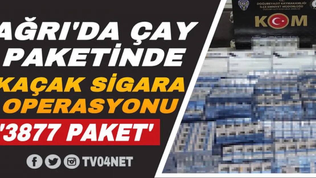 Ağrı'da çay paketleri içine gizlenmiş 3 bin 877 paket kaçak sigara ele geçirildi