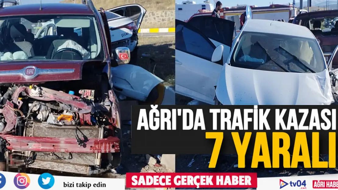 Ağrı'da iki otomobil çarpıştı: 7 yaralı