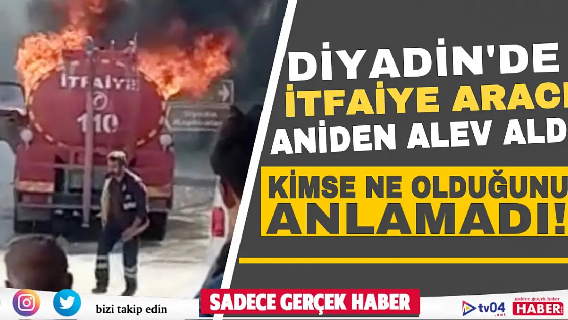 Ağrı'nın Diyadin ilçesinde alev alan itfaiye aracı kullanılamaz hale geldi