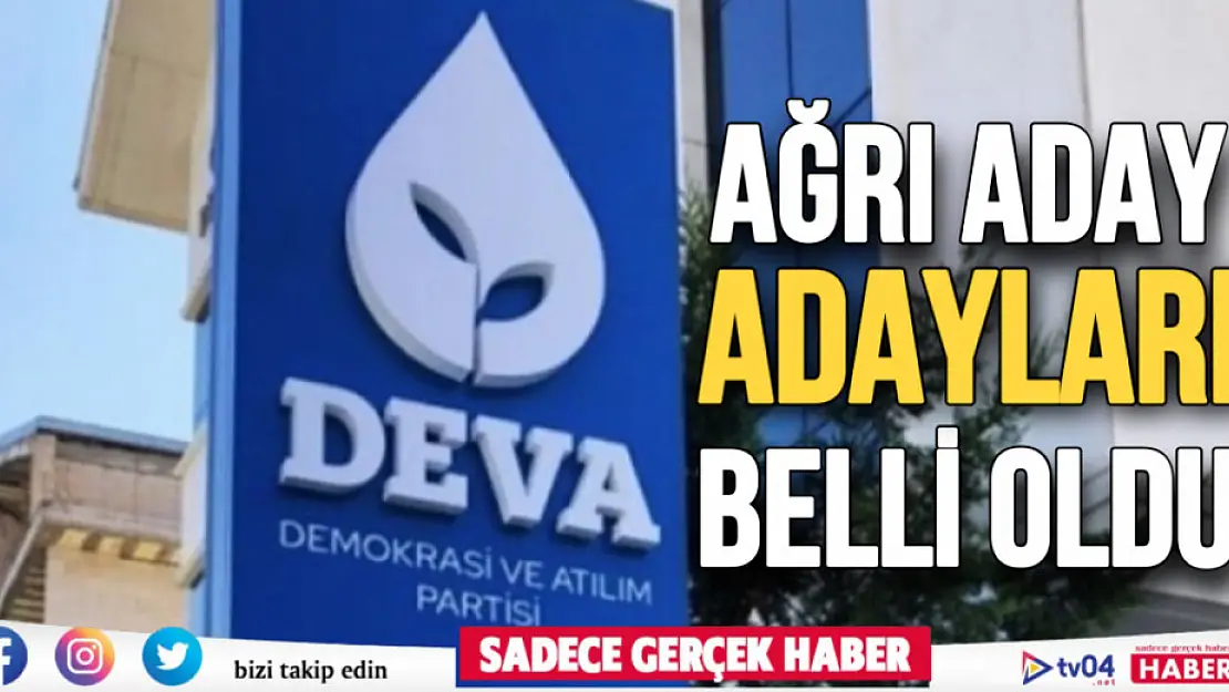 Deva Partisi Ağrı Milletvekili Aday Adayları belli oldu