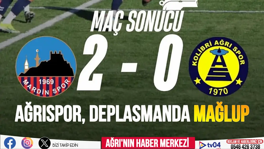 Kolibri Ağrı 1970 Spor, Mardin'de 2-0 mağlup oldu