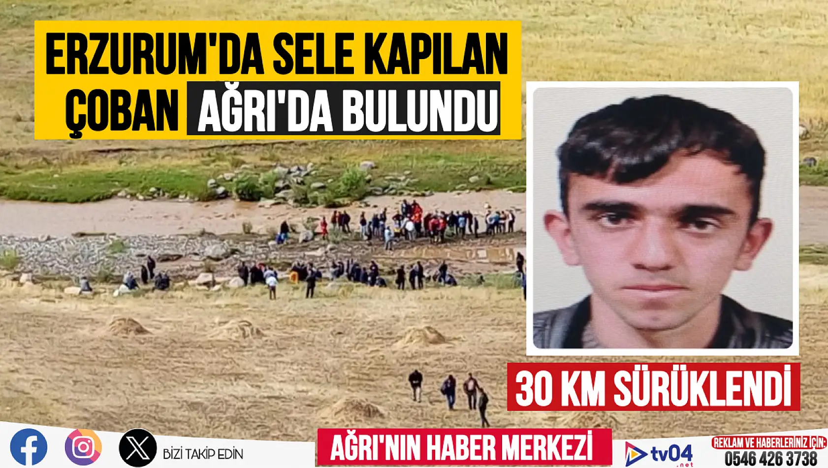 Erzurum'da sele kapılan çobanın cenazesi Ağrı'da bulundu