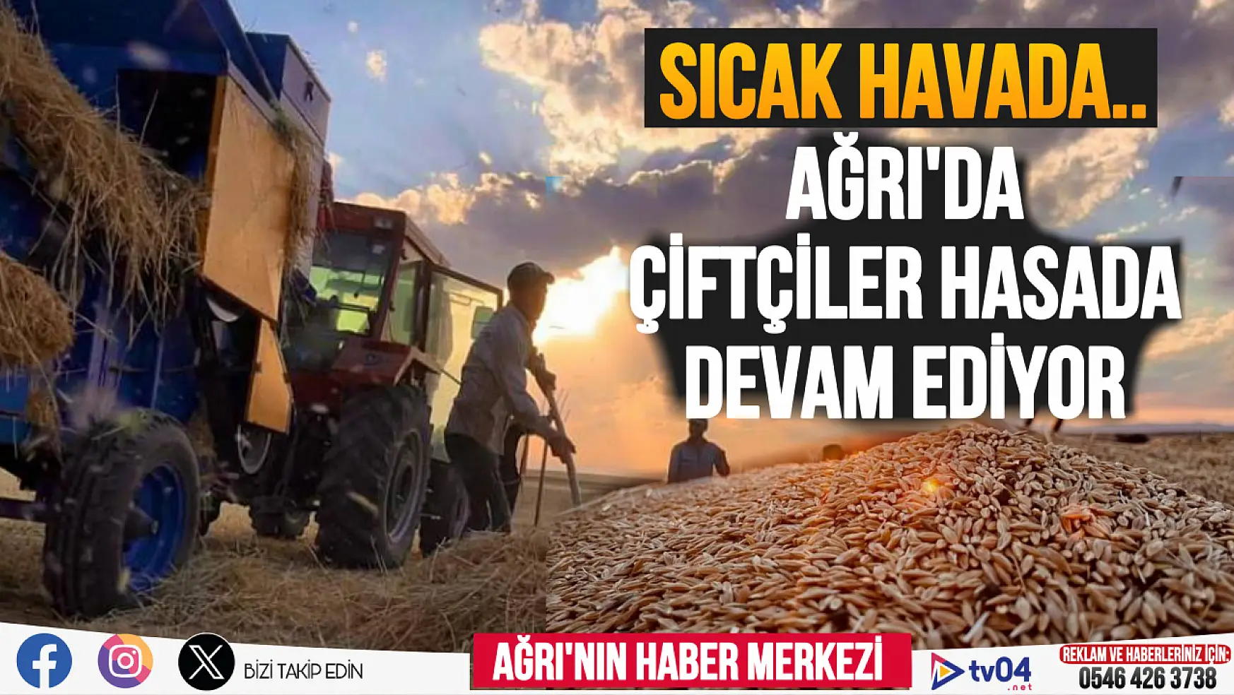 Sıcak havaya rağmen çiftçiler hasada devam ediyor