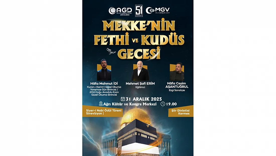 AGD-MGV’den 31 Aralık 2025’te Tüm Türkiye’de “Mekke’nin Fethi ve Kudüs Gecesi” Programı