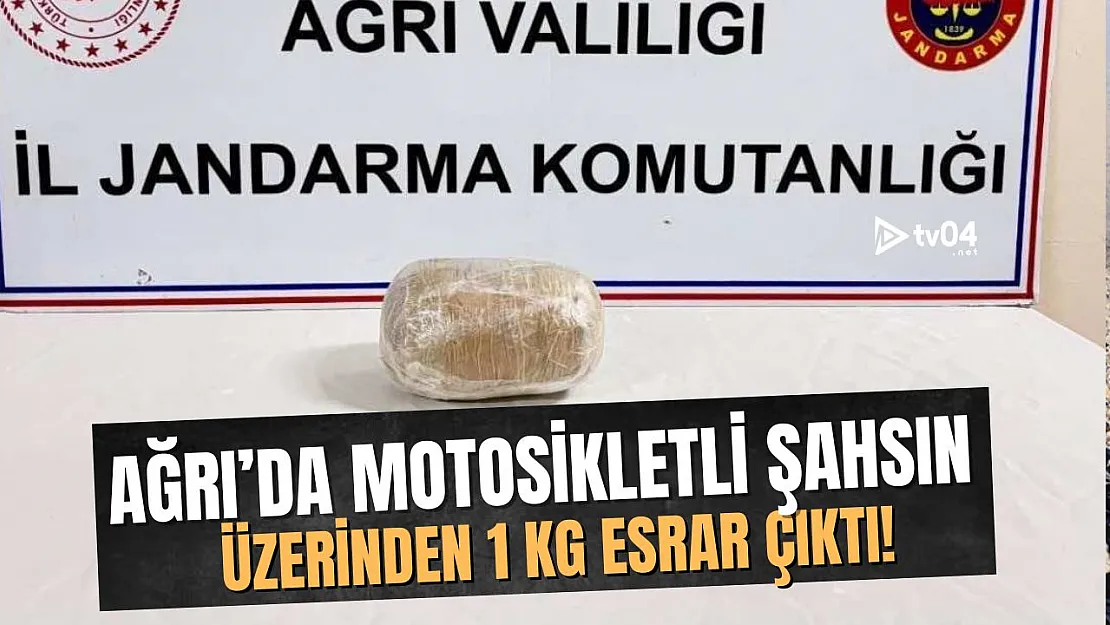 Ağrı'da motosikletli şahsın üzerinden 1 kilogram esrar çıktı!