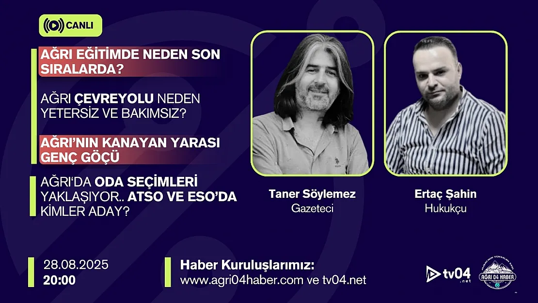 'Ağrı'da Şehrin Gündemi' Bu Akşam TV04 ve Ağrı 04 Haber Ortak Yayınında
