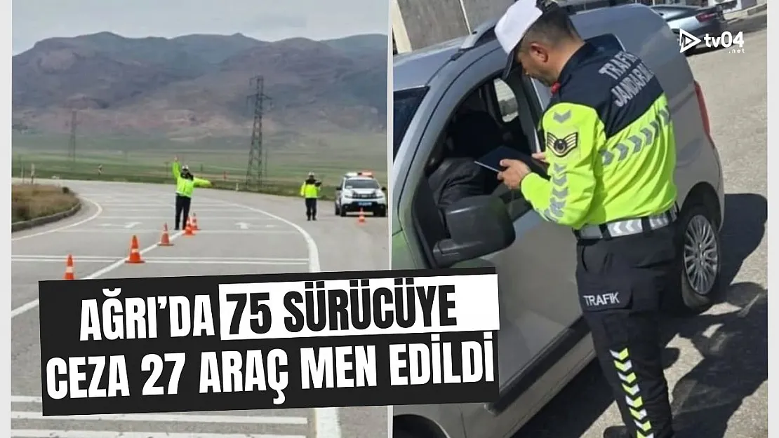 Ağrı'da Trafik Denetimlerinde 75 Sürücüye Ceza: 27 Araç Trafikten Men Edildi
