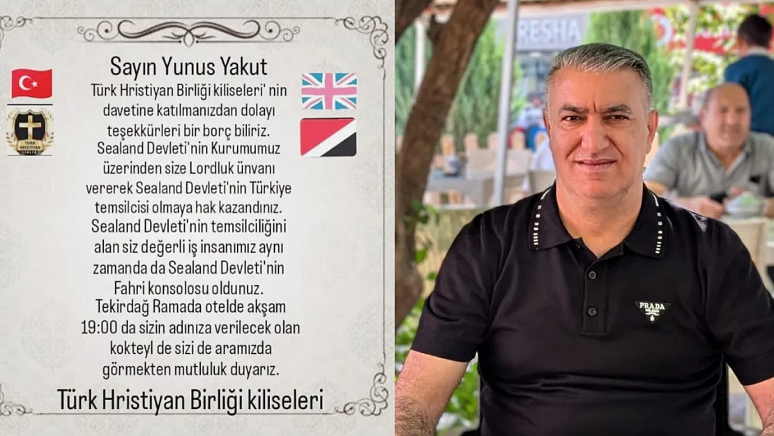 Ağrılı İş İnsanı Yunus Yakut'a Uluslararası Onur: Sealand'dan Fahri Konsolosluk ve Lordluk Unvanı