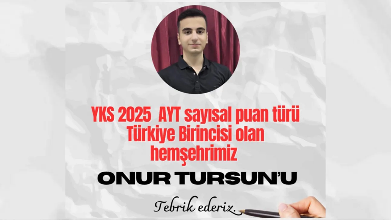 Ağrı'dan Türkiye Birinciliğine Gurur Yolculuğu: Onur Tursun AYT Sayısal Türkiye Birincisi Oldu