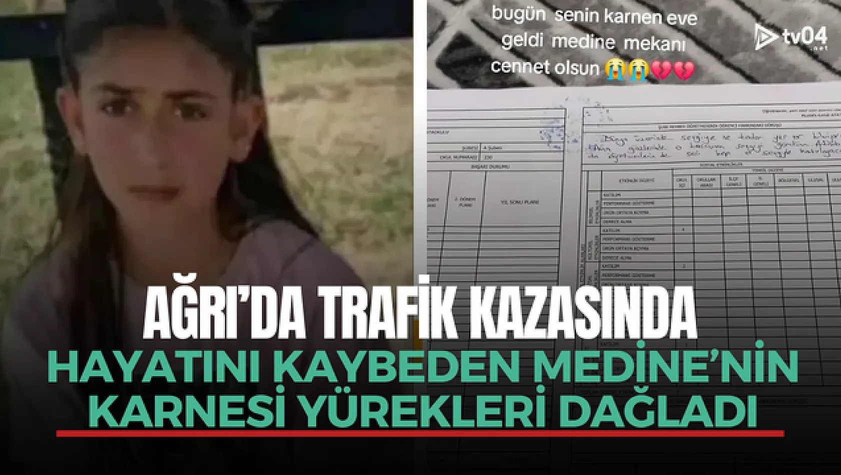 Patnos'ta Hayatını Kaybeden Medine Şener'in Karnesi Yürekleri Dağladı