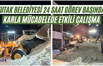 Tutak Belediyesi'nde Kar Mesaisi Aralıksız Devam Ediyor