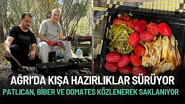 Ağrı’da Kış Hazırlığı: Patlıcan, Biber ve Domates Közlenerek Alinazik İçin Saklanıyor