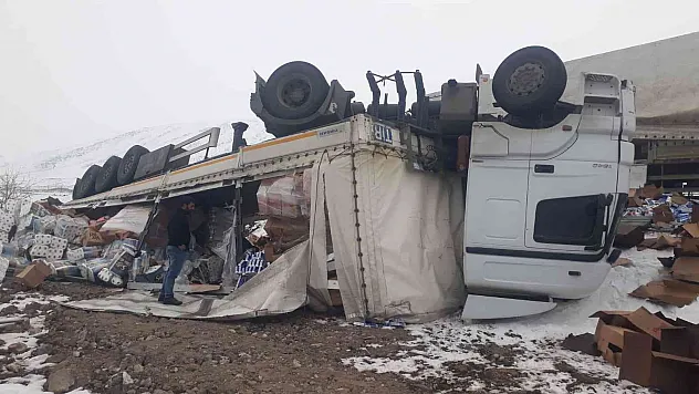 Iğdır'da tır şarampole yuvarlandı
