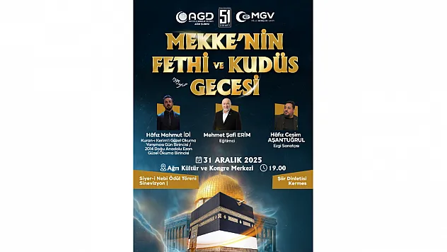 AGD-MGV'den 31 Aralık 2025'te Tüm Türkiye'de 'Mekke'nin Fethi ve Kudüs Gecesi' Programı