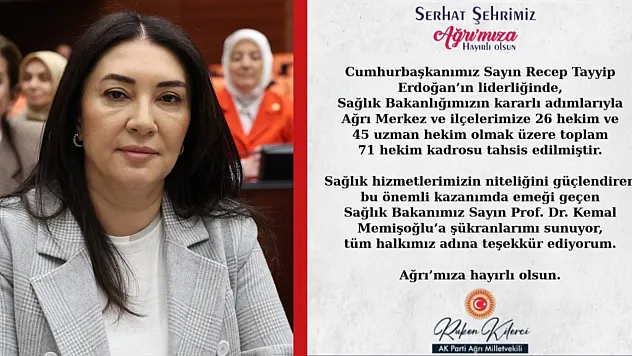 Ağrı'ya Sağlıkta Büyük Takviye: 71 Yeni Hekim Kadrosu Tahsis Edildi