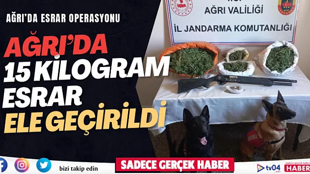Ağrı'da 15 kilo esrar ele geçirildi