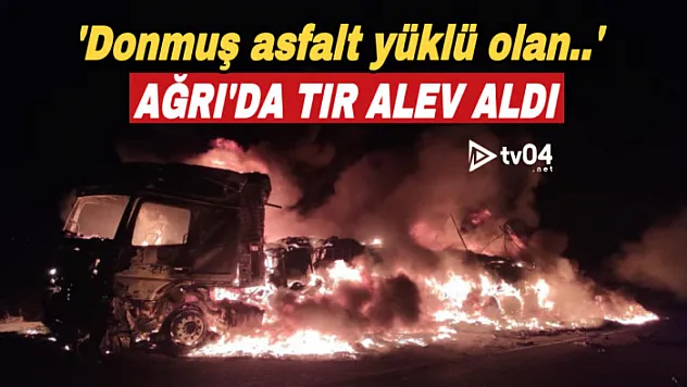 Ağrı'da asfalt yüklü tır alev aldı
