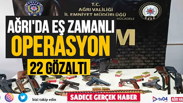 Ağrı'da eş zamanlı operasyon 22 gözaltı