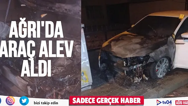 Ağrı'da park halindeki araç alev aldı