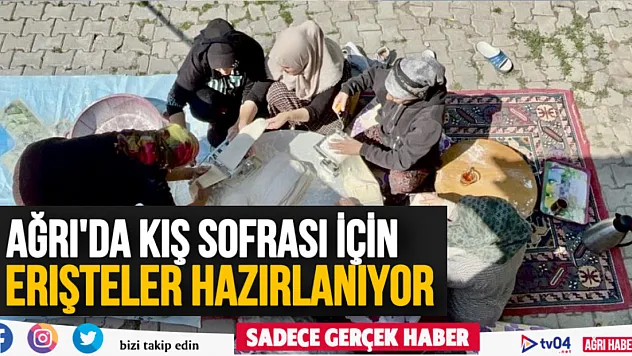 Ağrı'da tel tel iplere dizilen erişteler kış sofraları için hazırlanıyor