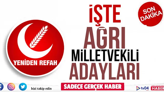 Yeniden Refah Partisi Ağrı Milletvekili Adayları Belli Oldu
