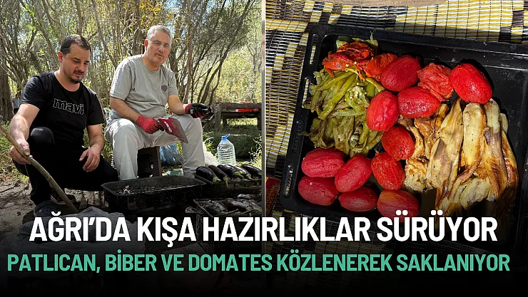 Ağrı'da Kış Hazırlığı: Patlıcan, Biber ve Domates Közlenerek Alinazik İçin Saklanıyor