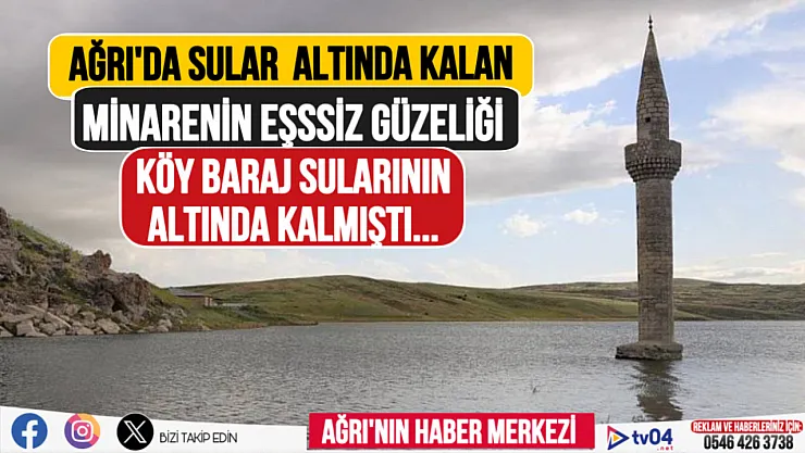 Ağrı'da sular altında kalan cami minaresi fotoğrafçıları ağırlıyor