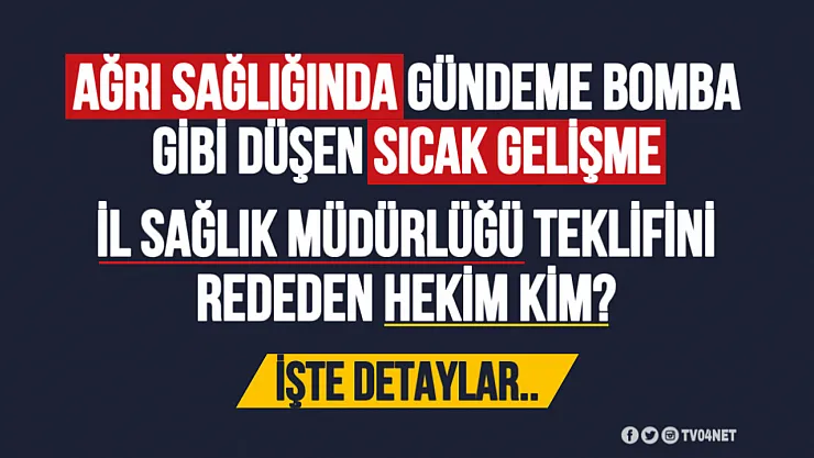 Ağrı İl Sağlık Müdürlüğü'ne Teklif Edilen O Hekim 'Hayır' Dedi!