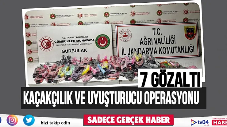 Ağrı'da jandarmadan kaçakçılık ve uyuşturucu operasyonları: 7 gözaltı