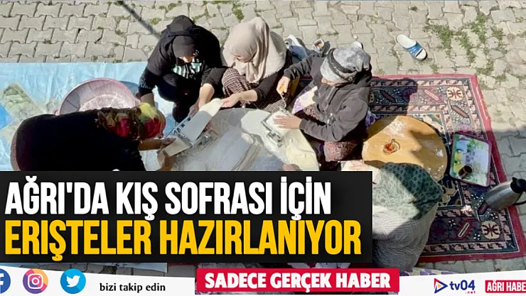 Ağrı'da tel tel iplere dizilen erişteler kış sofraları için hazırlanıyor