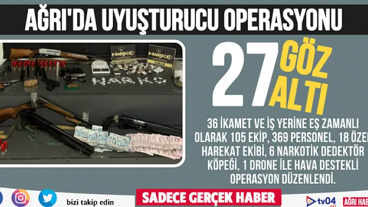 Ağrı'da uyuşturucu operasyonu: 27 gözaltı