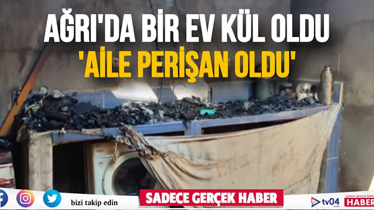 Diyadin'de çıkan yangında bir ev kül oldu