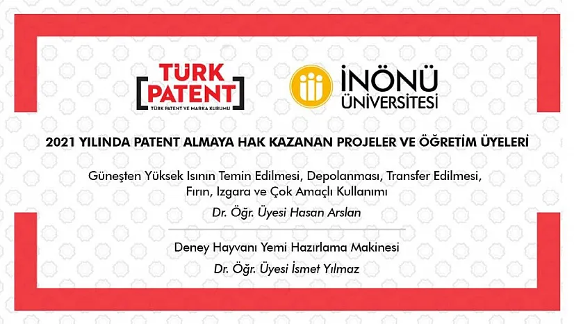 İki bilimsel araştırma projelerine patent
