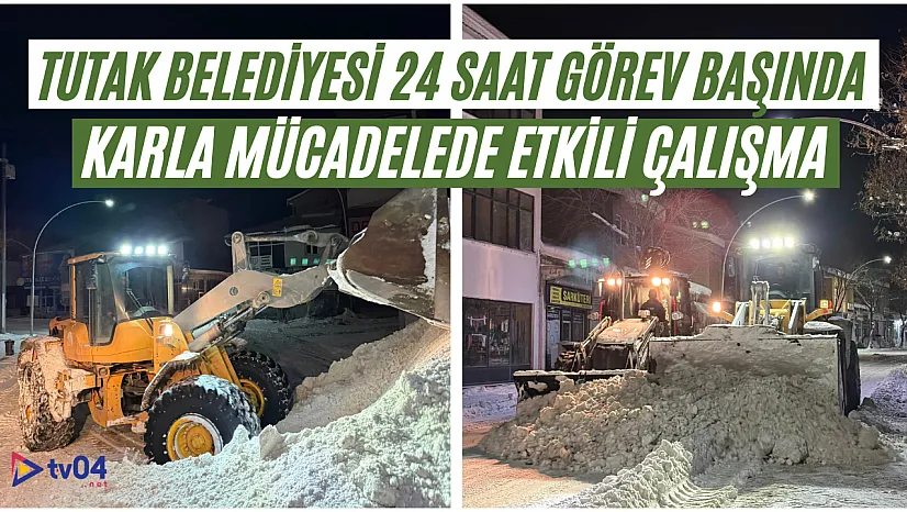 Tutak Belediyesi'nde Kar Mesaisi Aralıksız Devam Ediyor
