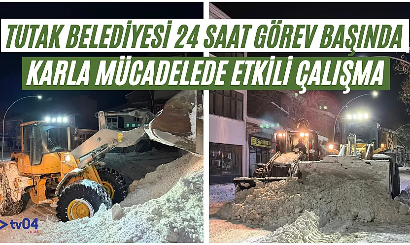 Tutak Belediyesi'nde Kar Mesaisi Aralıksız Devam Ediyor